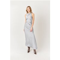 Wynter Silver Cowl Neck Midi Dress