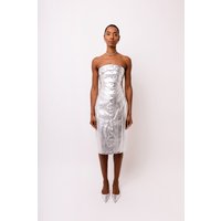 Hudson Silver Metallic Bandeau Midi Dress