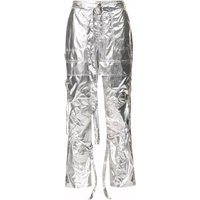 Y2K Silver Metallic Cargo Trousers