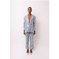 Teddie Embellished Denim Oversized Blazer