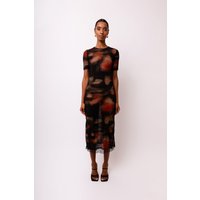 Lisbon Rhinestone Embellished Abstract Mesh Midi Dress