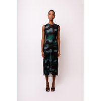 Porto Rhinestone Embellished Abstract Mesh Midi Dress