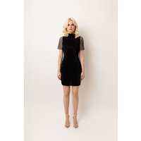 Mila Black Embellished High-Neck Mini Dress