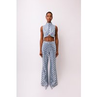 Paloma Denim Embellished Cropped Gilet