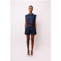 Goldie Denim Diamond Pattern Gilet