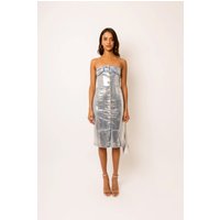 Sadie Metallic Denim Midi Dress