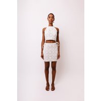 Bonnie White Crochet Mini Skirt