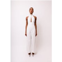 Bowie White Crystal Embellished High Neck Jumpsuit