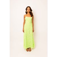 Sofia Chartreuse Green Semi Sheer Maxi Dress