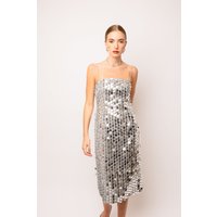 Farley Silver Disc Sequin Midi Dress