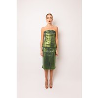 Johanna Green Denim Foil Coated Top