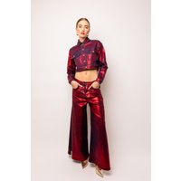 Halle Red Foil Coated Denim Jacket