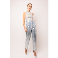 Lupe Silver Denim Coated Trousers