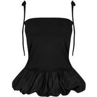 Alexa Black Puffball Ruffle Top