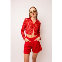 Sunnie Red Floral Blouse
