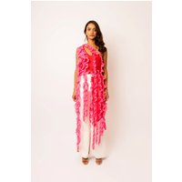 Suki Pink Ruffle Frill Chiffon Top