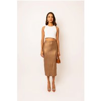 Lulu Brown Metallic Midi Skirt