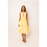 Bodhi Yellow Puffball Midi Dress