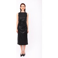 Vera Black Leather Midi Dress