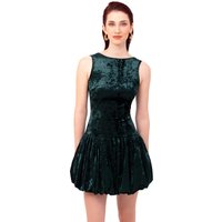 Ciara Emerald Green Velvet Puffball Ultra Mini Dress