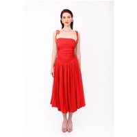 Alexa Cherry Red Rhinestone Embellished Puffball Dress