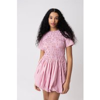 Eleanor Pink Stripe Mini Puffball Dress