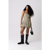 Dionne Green Check Tartan Puffball Mini Dress