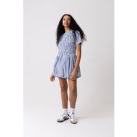 Eleanor Blue Stripe Mini Puffball Dress