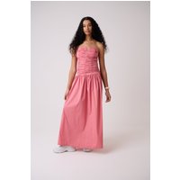 Shyla Pink Ruched Column Bardot Maxi Dress