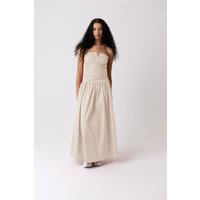 Shyla Milk Ruched Column Bardot Maxi Dress