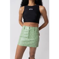Milena Mint Snakeskin Leather Mini Skirt