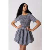 Kiran Black Gingham Mini Puffball Dress