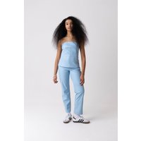 Lupe Sky Blue Vegan Leather Trousers