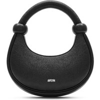 Kyoto Black Sparkle Leather Crossbody Crescent Bag