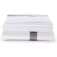 White with Dark Grey Single Band Organic Cotton Sateen Weave Bedding Set
