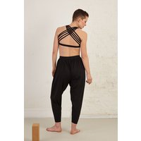 Woven Strap Detail Organic Cotton Spandex Jersey Yoga Bra