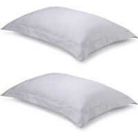 Pair of Light Grey Oxford Organic Cotton Sateen Weave Pillowcases