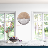 Chic Rattan and Iron Pendant Light for Kitchen