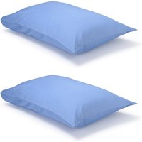 Pair of Mid Blue Classic Organic Cotton Sateen Weave Pillowcases