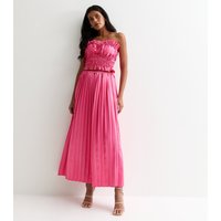Hot Pink Pleated Maxi Skirt