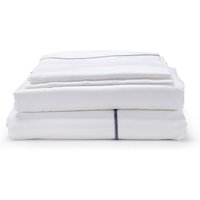 White with Grey Marrow Embroidery Organic Cotton Sateen Weave Bedding Set