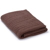 Rich Brown Organic Cotton Cable Knit Throw
