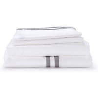 White with Grey Twin Band Organic Cotton Sateen Weave Bedding Set