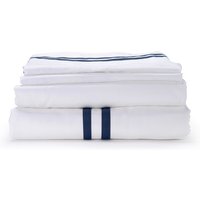 White with Navy Twin Band Organic Cotton Sateen Weave Bedding Set