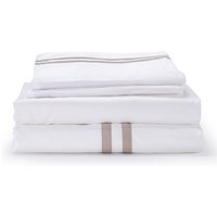 White with Taupe Twin Band Organic Cotton Sateen weave Bedding Set