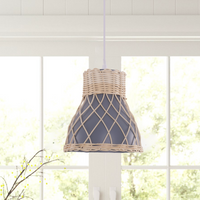Modern Rattan Pendant Light Available in Grey, Pink, and White