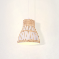 Modern Rattan Pendant Light Available in Grey, Pink, and White