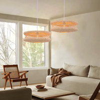 Bohemian Wicker Hanging Lamp with Layered Woven Structure