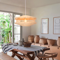 Bohemian Wicker Hanging Lamp with Layered Woven Structure