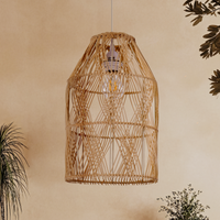 Handwoven Rattan Pendant Light with Criss-Cross Pattern